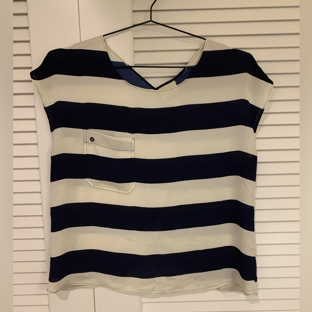 Blue and white stripe backless top